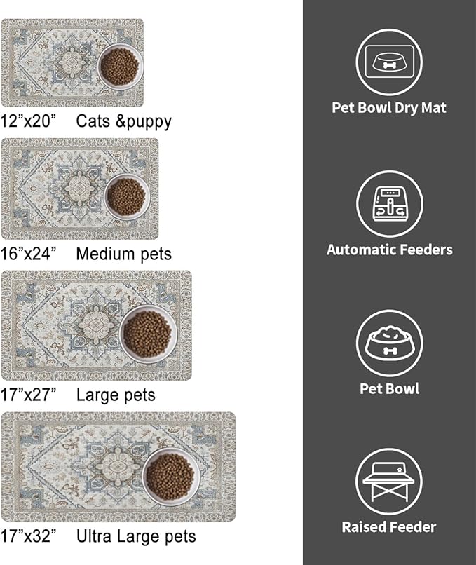 Dog Food Mats for Floors, Absorbent and Quick-Drying Pet Cat Food Mat, - Image 6