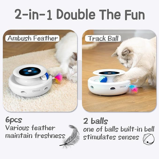 ORSDA 2in1 Interactive Toys for Indoor Cats, Timer Auto On/Off, Cat Toy Balls & - Image 2