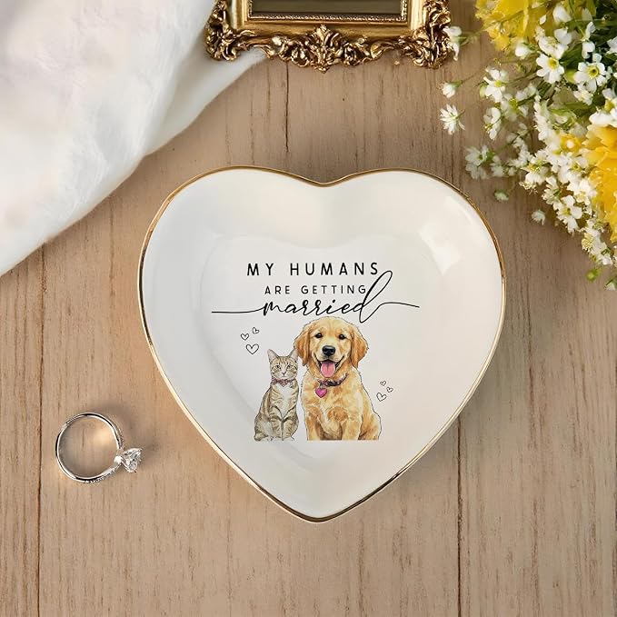 Custom Pet Portrait Watercolor Ring Dish, My Humans Are Getting Married Jewelry - Image 5