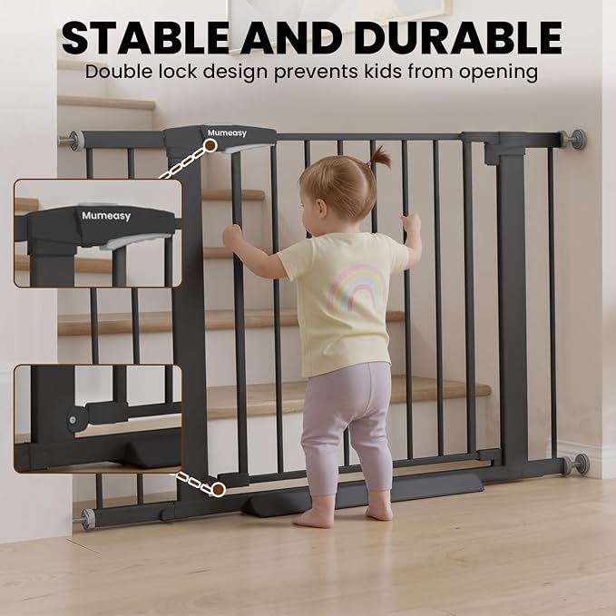 Baby Gate for Stairs, 29.7-40.6" Pressure Mounted Dog Gate, Auto Close Safety - Image 4