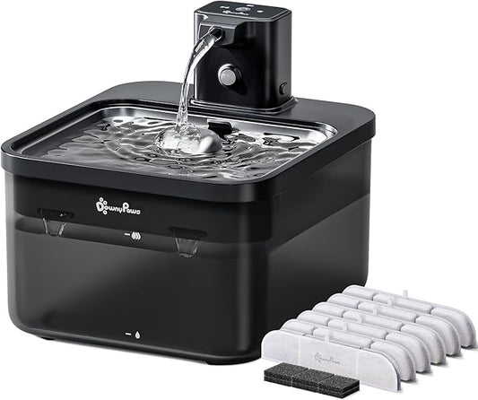 DownyPaws Cat Water Fountain Stainless Steel Cordless, 84oz/2.5L Fursink by DownyPaws
