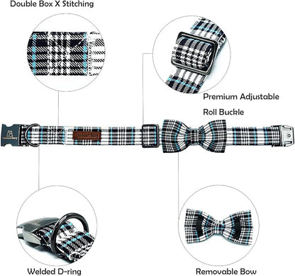 Lionheart glory Dog Bow Collar Blue and Black Plaid Dog Collar - Image 2