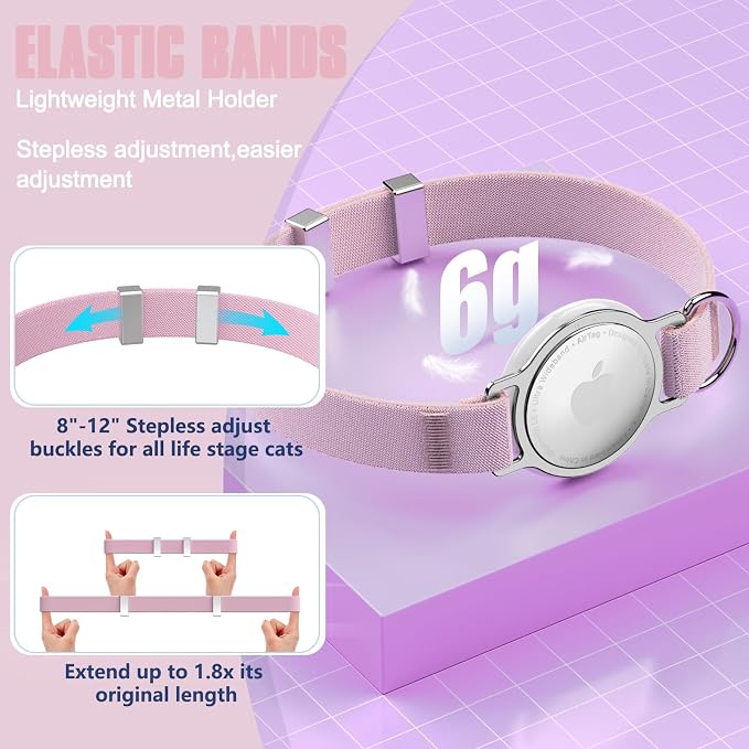 AirTag Cat Collar, Ultra Elastic Cat Tracker Collar, Airtag Holder Compatible - Image 5