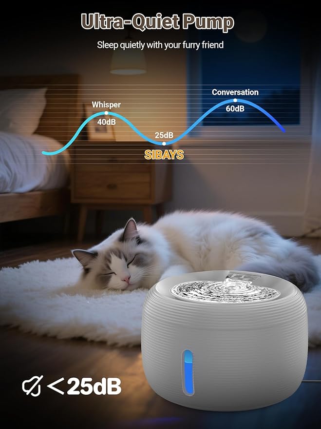SIBAYS 3.5L/118oz Large Capacity Cat Water Fountain, Automatic Quiet Pet Water - Image 3