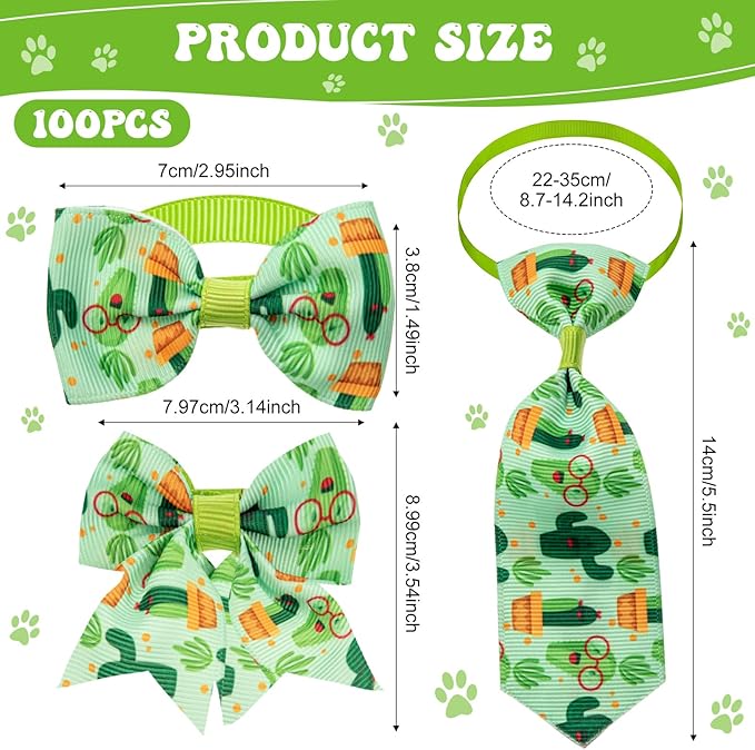 Reginary 100 Pieces Dog Bow Tie Collar Set Include 40 Dog Neckties, and 30 - Image 2