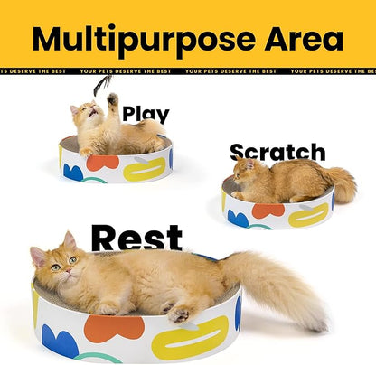 Cat Scratcher Bed, 2 in 1 Oval Cat Scratching Board - Image 7