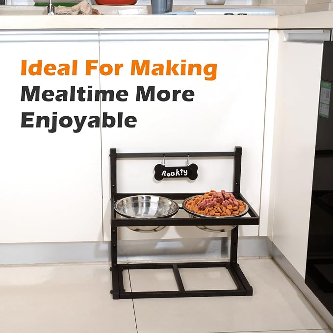 Elevated Dog Bowls with Slow Feeder Dog Bowls, 5 Height Adjustable Raised Bowl - Image 7