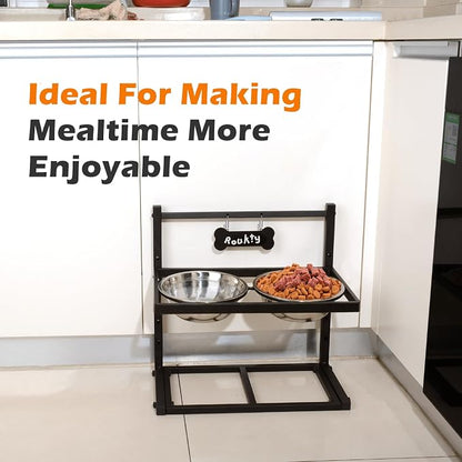 Elevated Dog Bowls with Slow Feeder Dog Bowls, 5 Height Adjustable Raised Bowl - Image 7