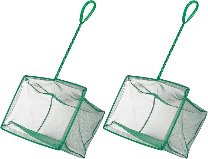 Pawfly Aquarium Fish Net with Braided Metal Handle Square Net with Soft Fine by Pawfly