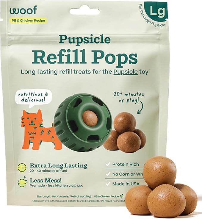WOOF Pupsicle Chicken Refill Pops, Delicious Long Lasting Dog Treats, Wholesome by Woof