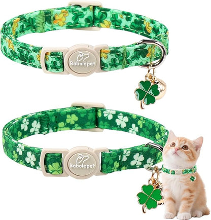2 Pack St. Patrick’s Day Cat Collars by Babolepet