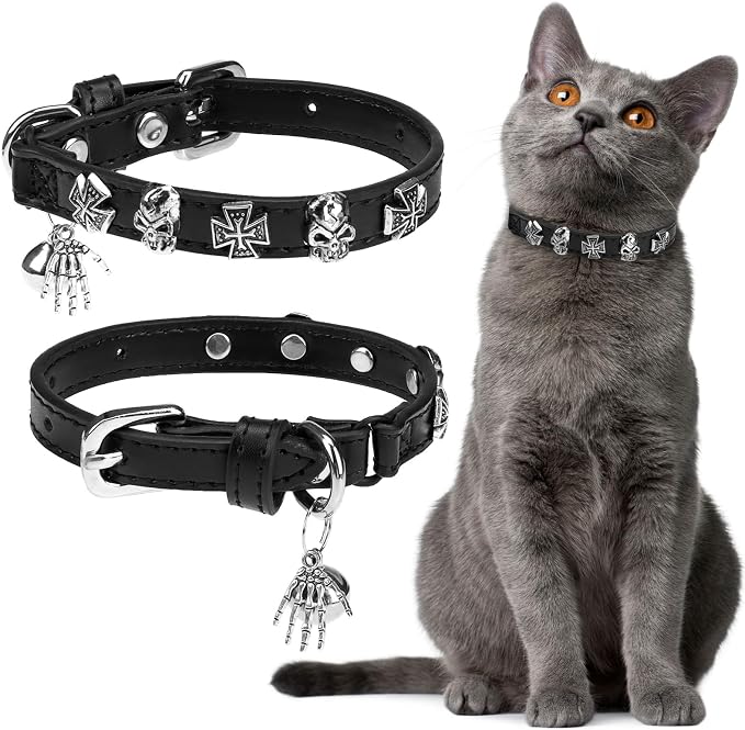 EXPAWLORER Leather Cat Collar for Girl Boy- Adjustable Pet Collar by EXPAWLORER