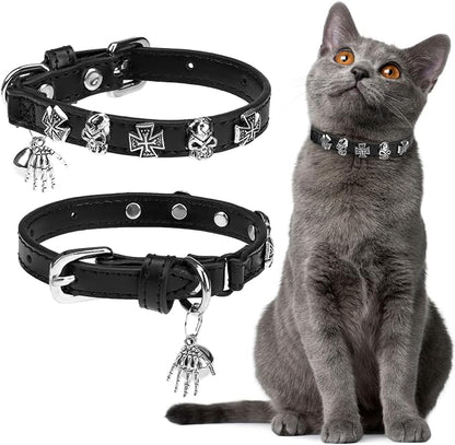 EXPAWLORER Leather Cat Collar for Girl Boy- Adjustable Pet Collar by EXPAWLORER