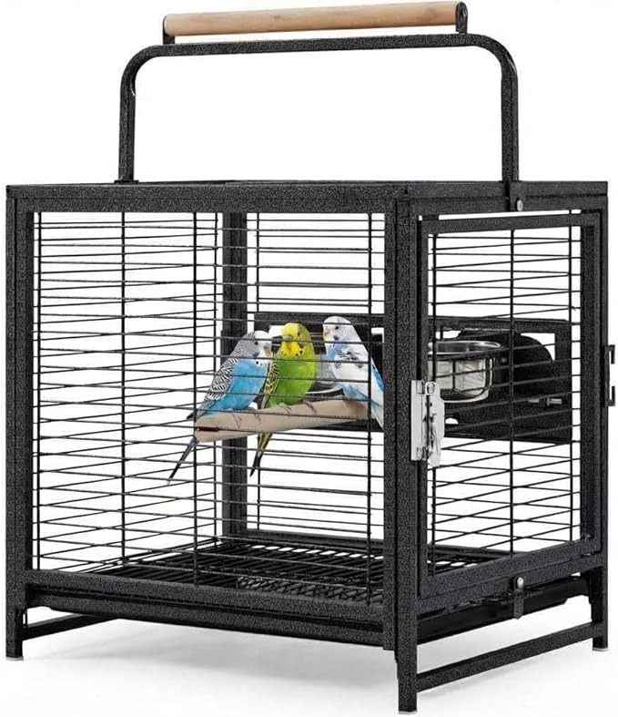 Bird Travel Carrier Cage, 19Inch Wrought Iron Small Bird Cage by Unknown