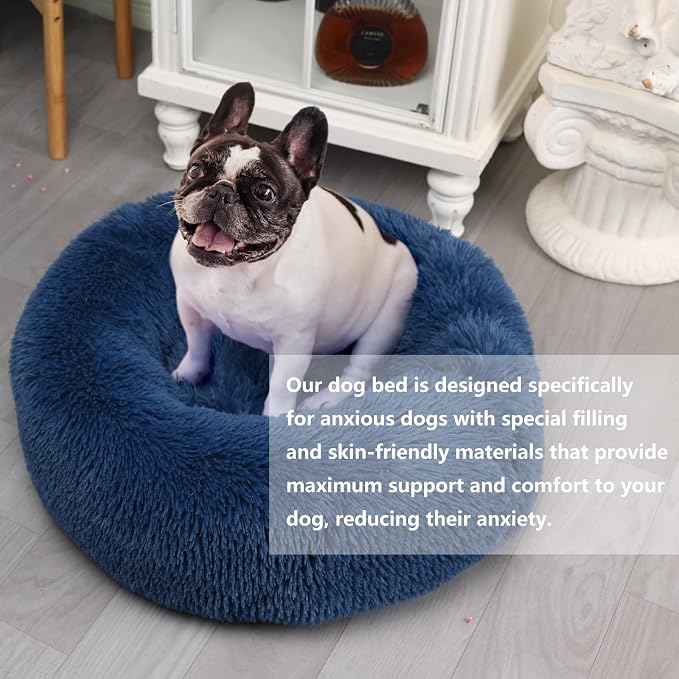 Calming Donut Dogs Beds for Small Dogs Washable, 23inch Plush Round Pet Bed for - Image 6