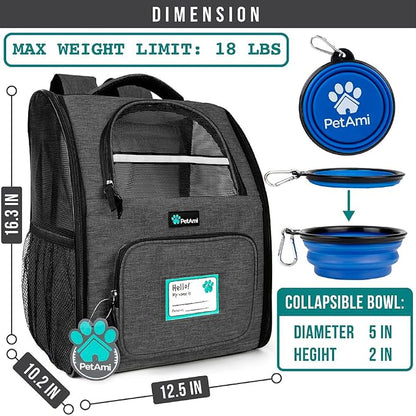 PetAmi Dog Backpack Carrier for Small Large Cat, Ventilated Pet Hiking Backpack - Image 2