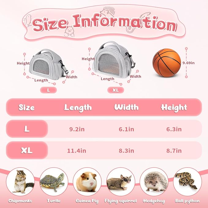 YUDODO Hamster Carrier Guinea Pig Carrier Bag Small Animal Sugar Glider Pouch - Image 2
