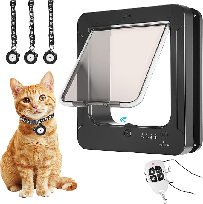 Smart Cat Door with 3 Collar Sensor, RFID Cat Door Collar Activated with Remote by Unknown