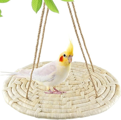 FlidRunest Bird Swing Hammock Bed, Natural Corn Woven Parrot Hammock Swing Mat by FlidRunest