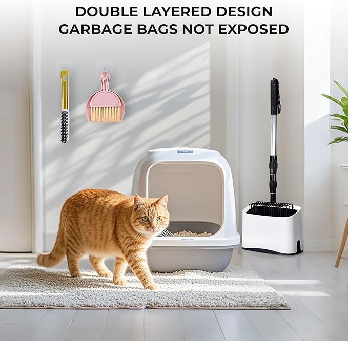 Litter Scoop Holder with Clean Kit, 2-in-1 Mini Broom & Dustpan - Image 7