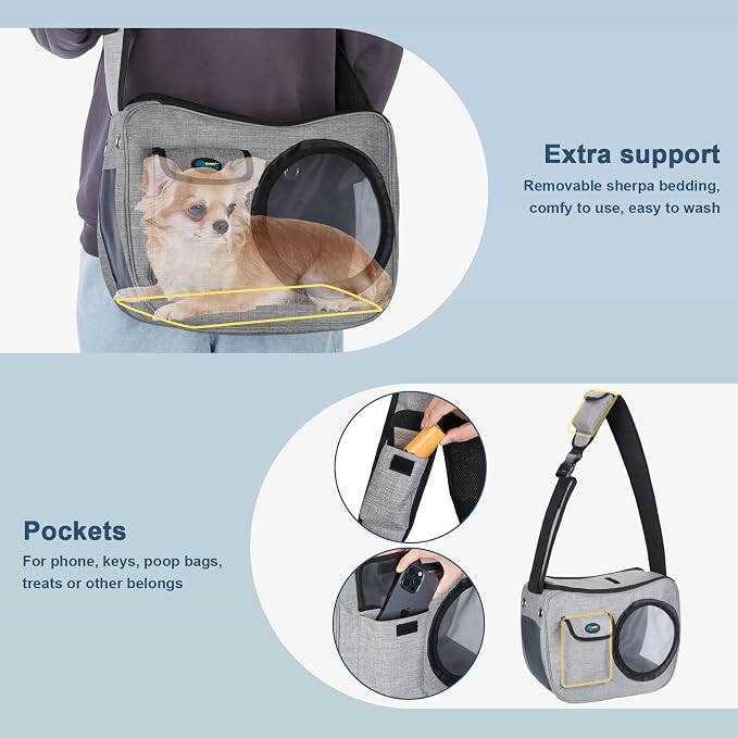 OWNPETS Pet Sling Carrier, Pet Airline Carrier Travel Bag, Fit 10~13lb Small - Image 3