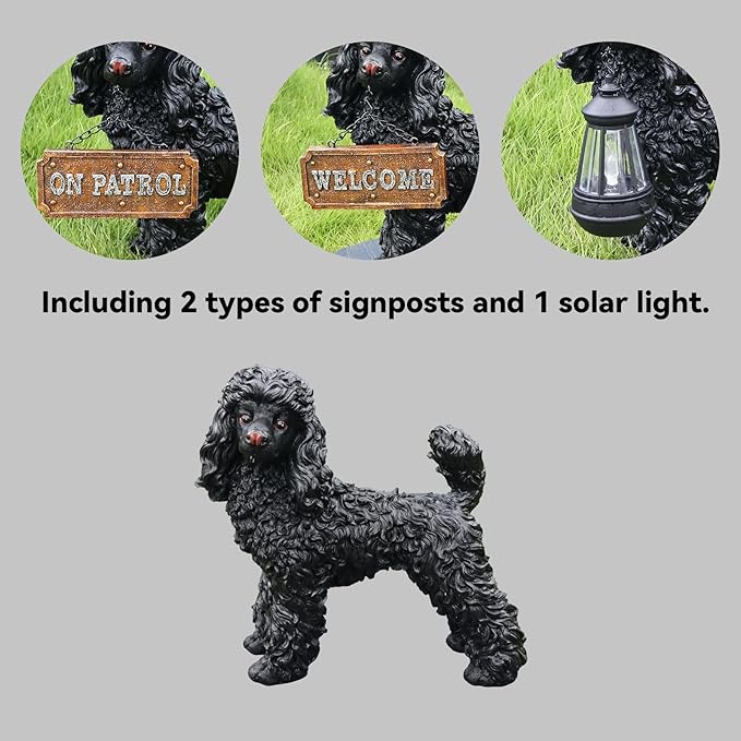 Poodle Statue Outdoor Decorations – Outdoor Dog Statue Standing Black Poodle - Image 3