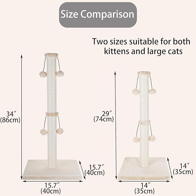 Dimaka 34'' Cat Scratching Post, Cat Scratching Post, Cat Scratcher - Image 3
