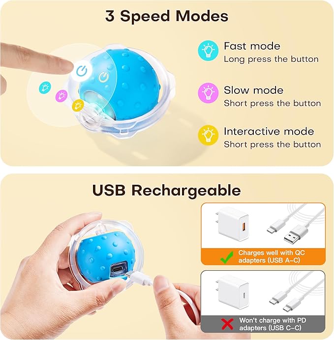 Potaroma Interactive Cat Toys, Fast Moving Ball in Play Mat, Automatic Motion - Image 5