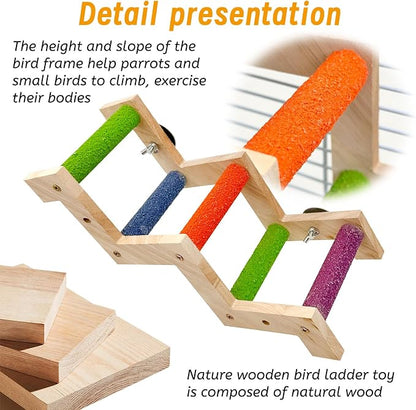 Hamiledyi Nature Wooden Bird Ladder Pet Parrots Climb Bridge Exercise Stands - Image 6