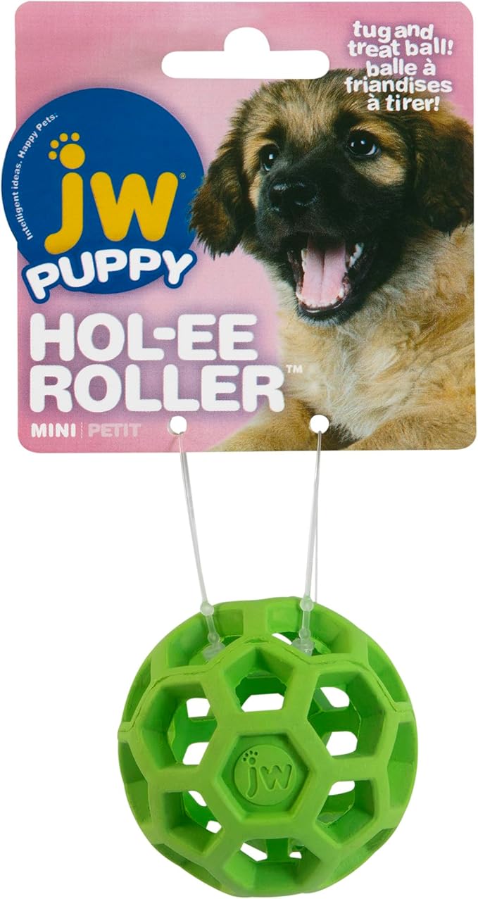 JW Hol-ee Roller Dog Fetch Treat Dispenser Puzzle Ball; Mini 1.75 Inch Diameter - Image 2