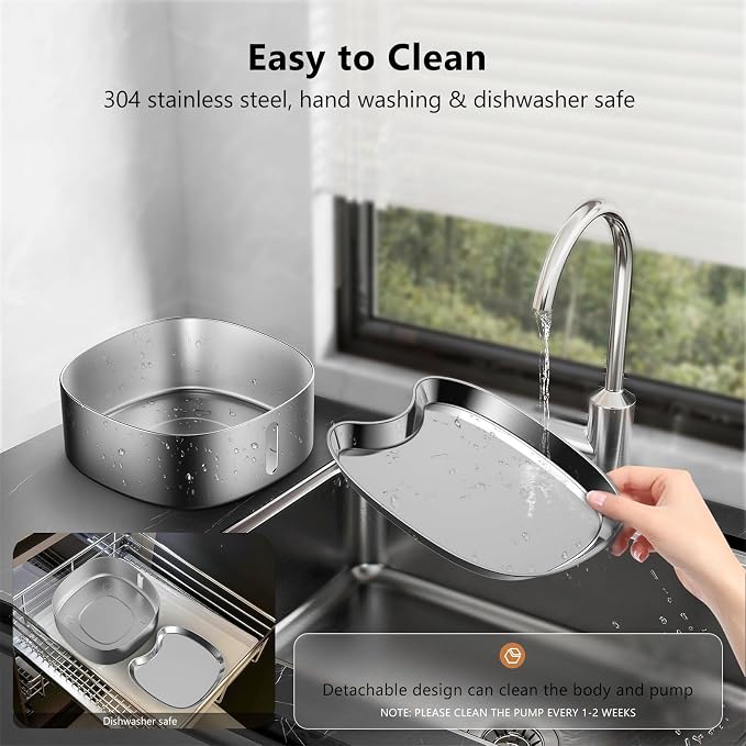 Wireless Cat/Dog Water Fountain 7L/236oz/1.8Gal, DRLWXYSJ Stainless Steel - Image 9