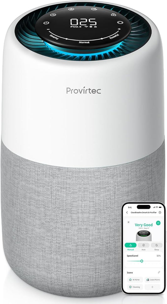Air Purifier with PM2.5 Real-Time Display & Air Quality Monitor, All-in-One by Provirtec