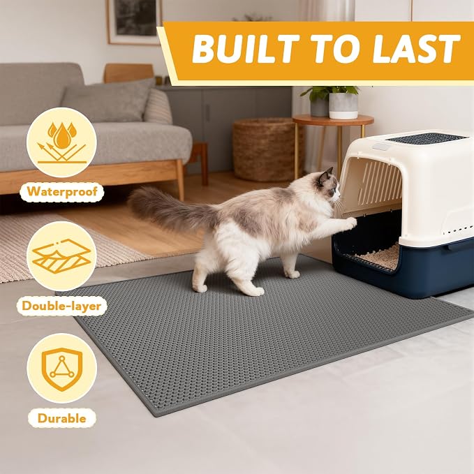 Pieviev Cat Litter Mat Double Layer Waterproof Urine Proof Trapping Mat 1 Pack) - Image 7