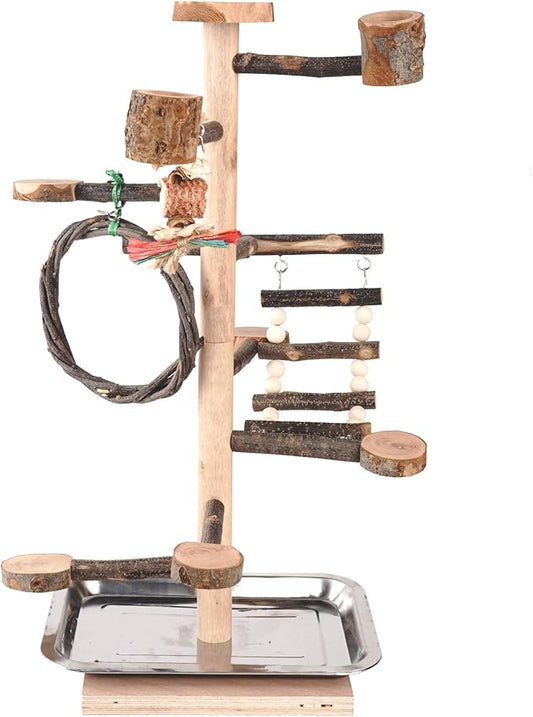 HOSUKKO Bird Playground Parrots Play Stand Wood Perches Stand, Bird Gym Playpen by HOSUKKO