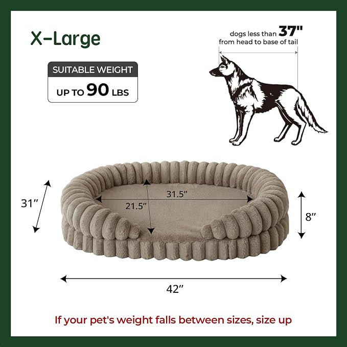 BALANCE Calming Dog Bed for Extra Large Dogs, 42 Inches Oval Washable XL Pet Bed - Image 5