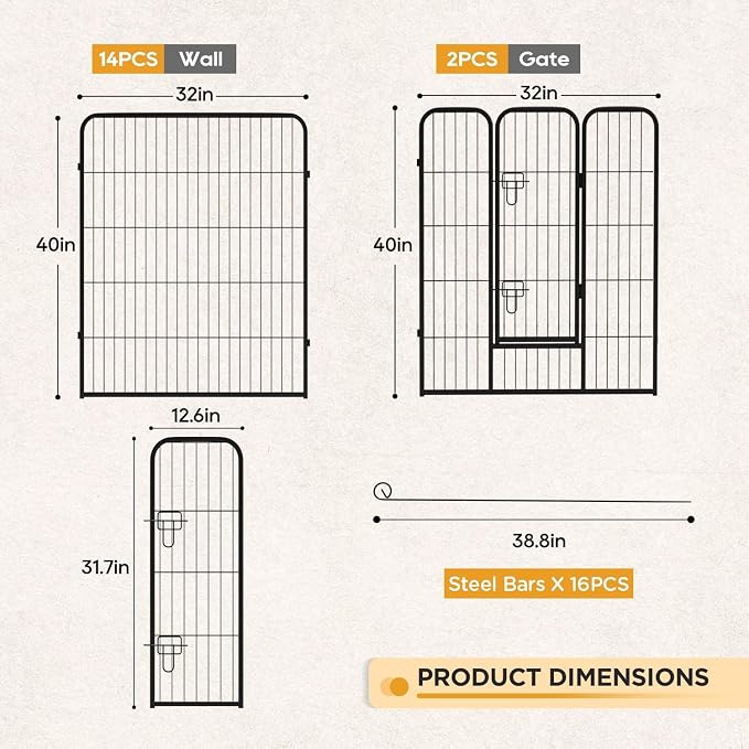 BestPet Indoor Dog Playpen, 40inch 16 Panels Dog Pen Fence Outdoor Pet Playpen - Image 6