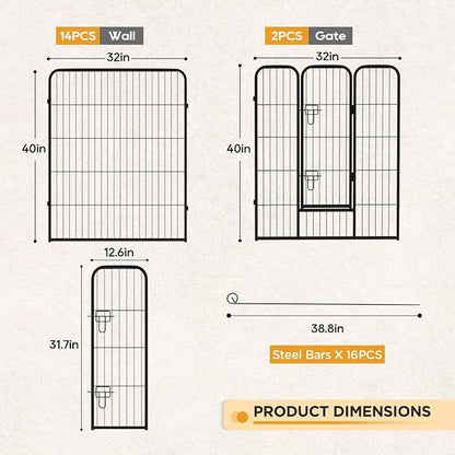 BestPet Indoor Dog Playpen, 40inch 16 Panels Dog Pen Fence Outdoor Pet Playpen - Image 6