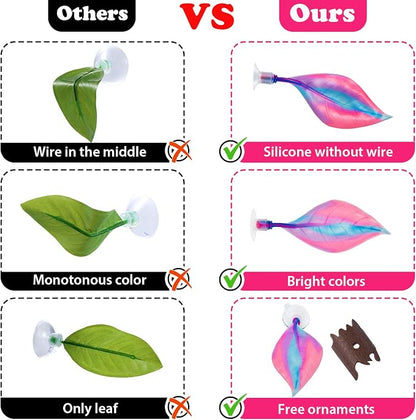 WILLBOND 2 Pcs Pink Silicone Betta Fish Bed Leaf Hammock Betta Fish Tank - Image 6