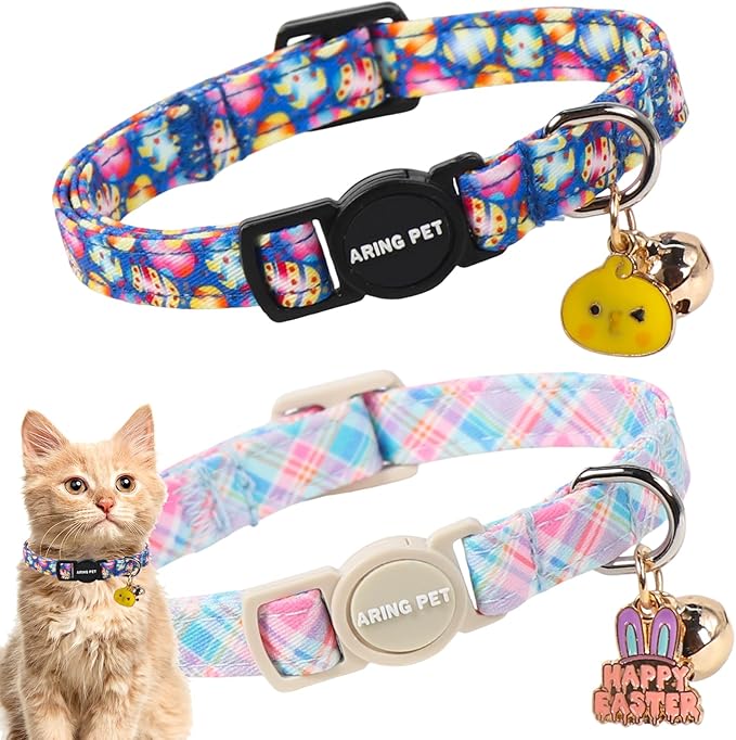 ARING PET 2 Pack Easter Dog Cat Collars, Cute Breakaway Kitten Small Easter Egg by ARINGPET
