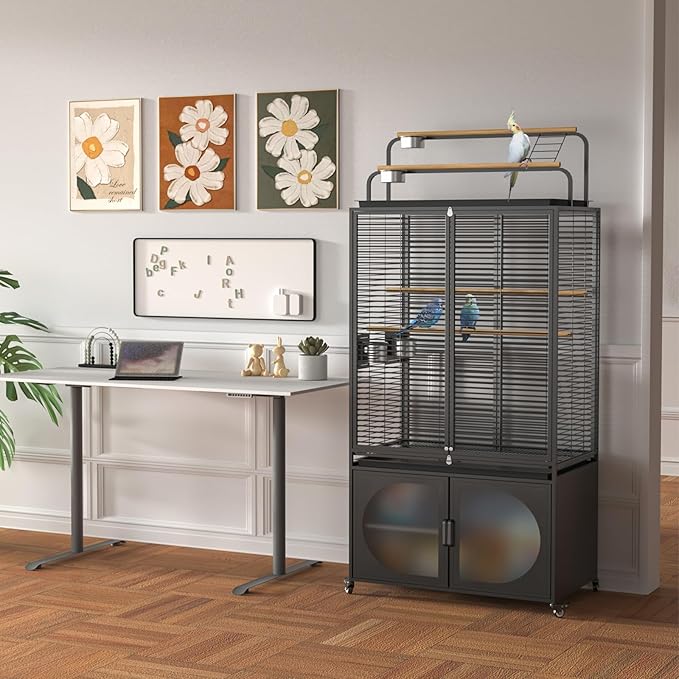 GDLF 72-Inch Bird Cage with Play Top, Parakeet Cage with Rolling Storage - Image 7