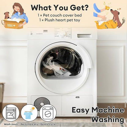 FUNNY FUZZY Pet Fluffy Plush Calming Dog Couch Bed Sofa Protector Washable Pets - Image 5