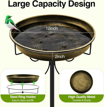 Daoeny 35In Metal Bird Bath for Outside, Vintage Bird Bath Bowl, Detachable - Image 2