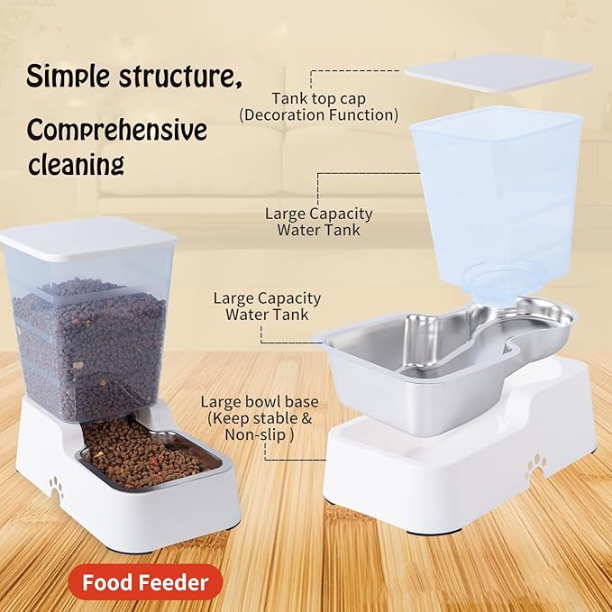 Meikuler Pets Auto Feeder 5.2L, Food Feeder and Water Dispenser Set - Image 3