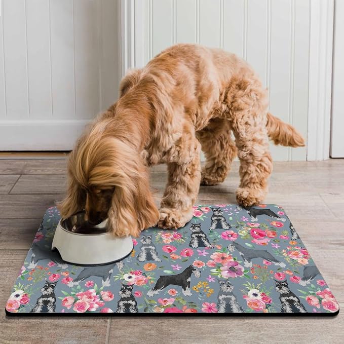 Schnauzer Dog Food & Water Mat, Pet Feeding Mat - Image 3