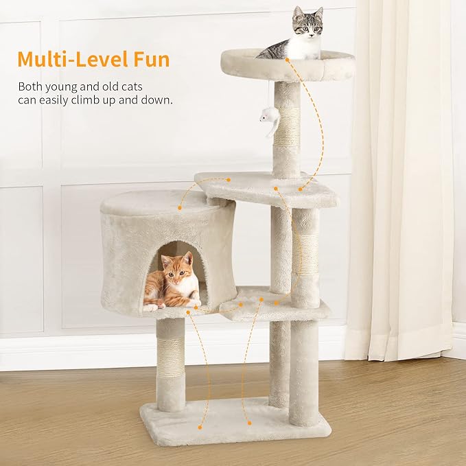 BestPet | 36" Cat Tree Tower | Beige | Sturdy Multi-Level Cat Tree - Image 5