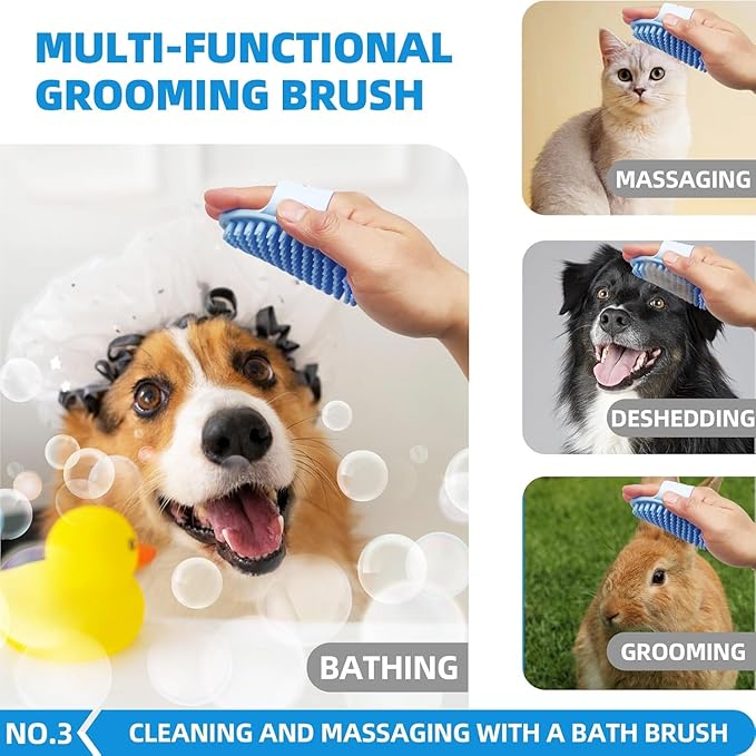Bath Grooming Kit with Hair Brush, Towel & Scrubber Gloves - Image 4