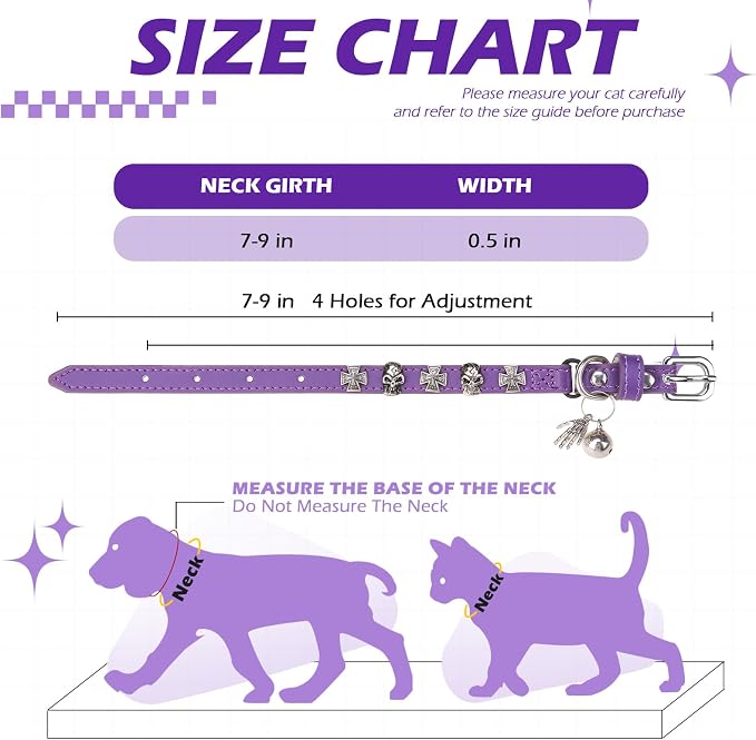 EXPAWLORER Leather Cat Collar for Girl Boy- Adjustable Pet Collar - Image 2