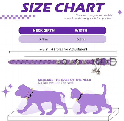 EXPAWLORER Leather Cat Collar for Girl Boy- Adjustable Pet Collar - Image 2