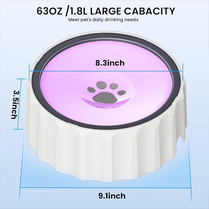 Dog Small Animals Water Bowl No Spill 70oz/2L Large Capacity Dispenser Non Slip - Image 2