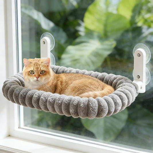 Cat Window Perch with Bolster, Cordless Foldable Cat Window Hammock with Strong by Zoratoo